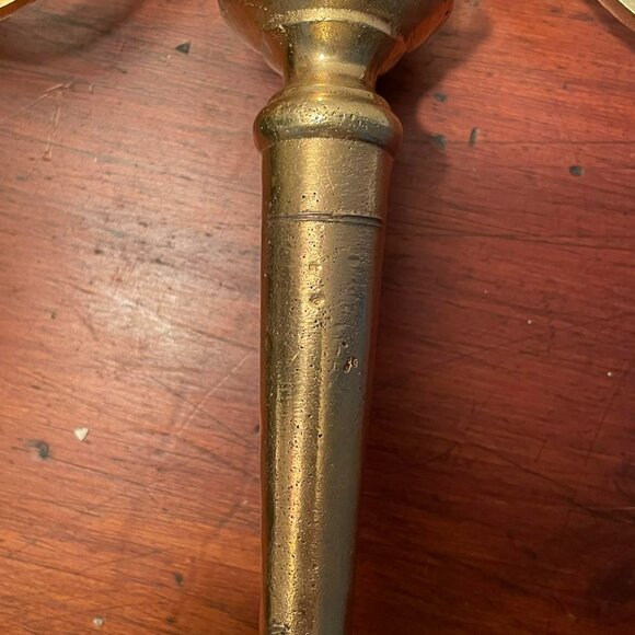 Vintage solid BRASS candelabra central stem and 2 curved arms.RUSTIC. - Picture 3 of 11